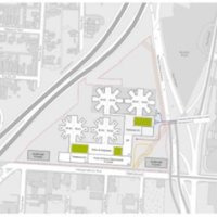 KC Hospital Draft Design: complex with 4 units in a staggered line